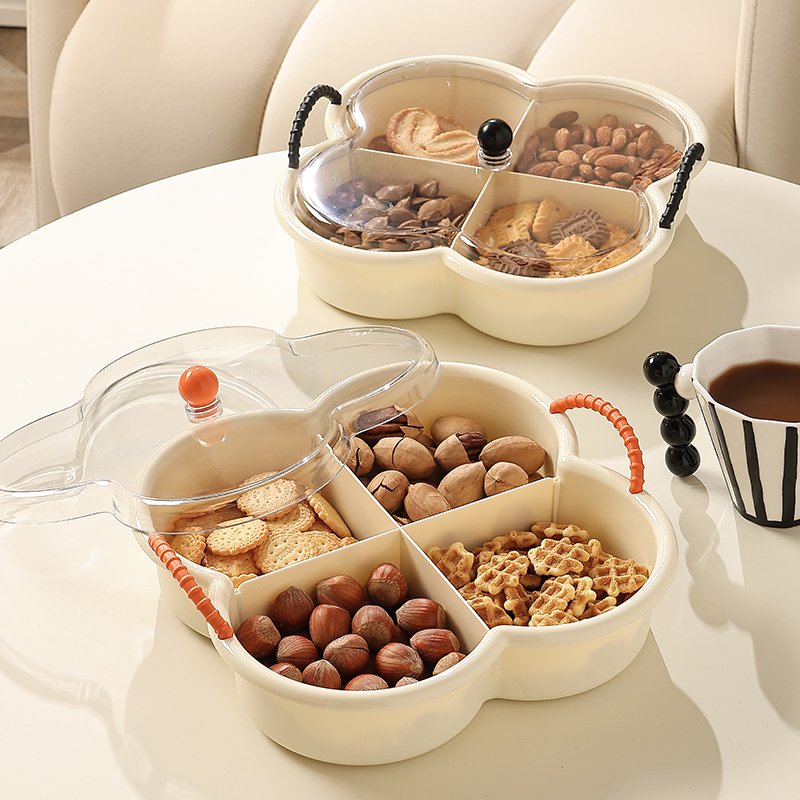 森柠PET奶油风带盖分格水果盒