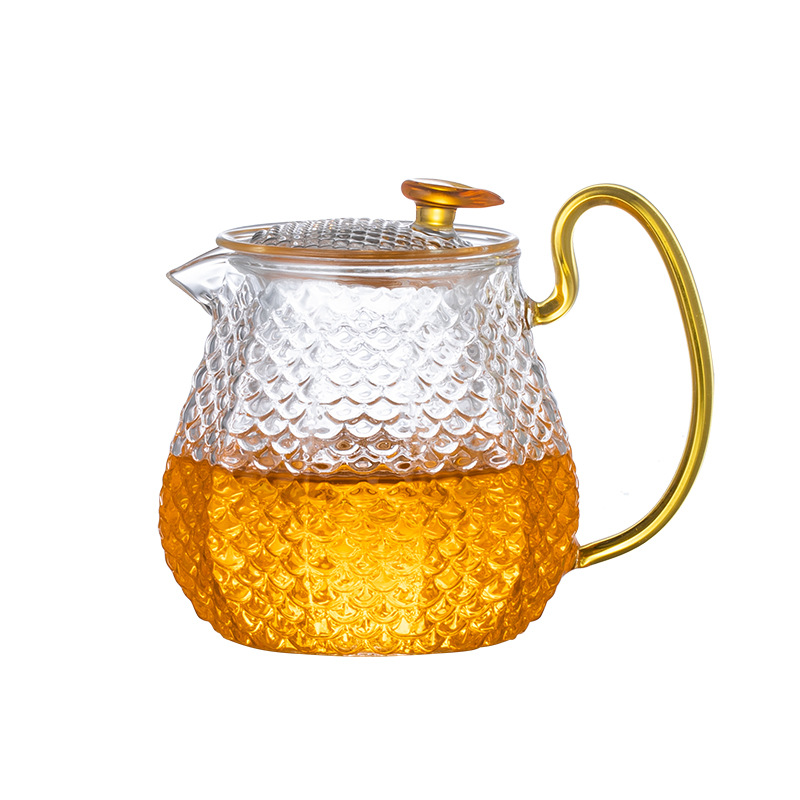 煮茶壶煮茶器网红北欧花朵家用可加热耐高温锤纹过滤玻璃茶壶单壶