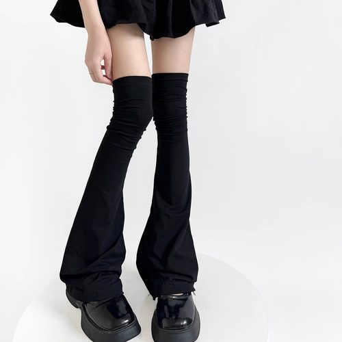 黑色长筒袜套女y2k腿套阔腿过膝