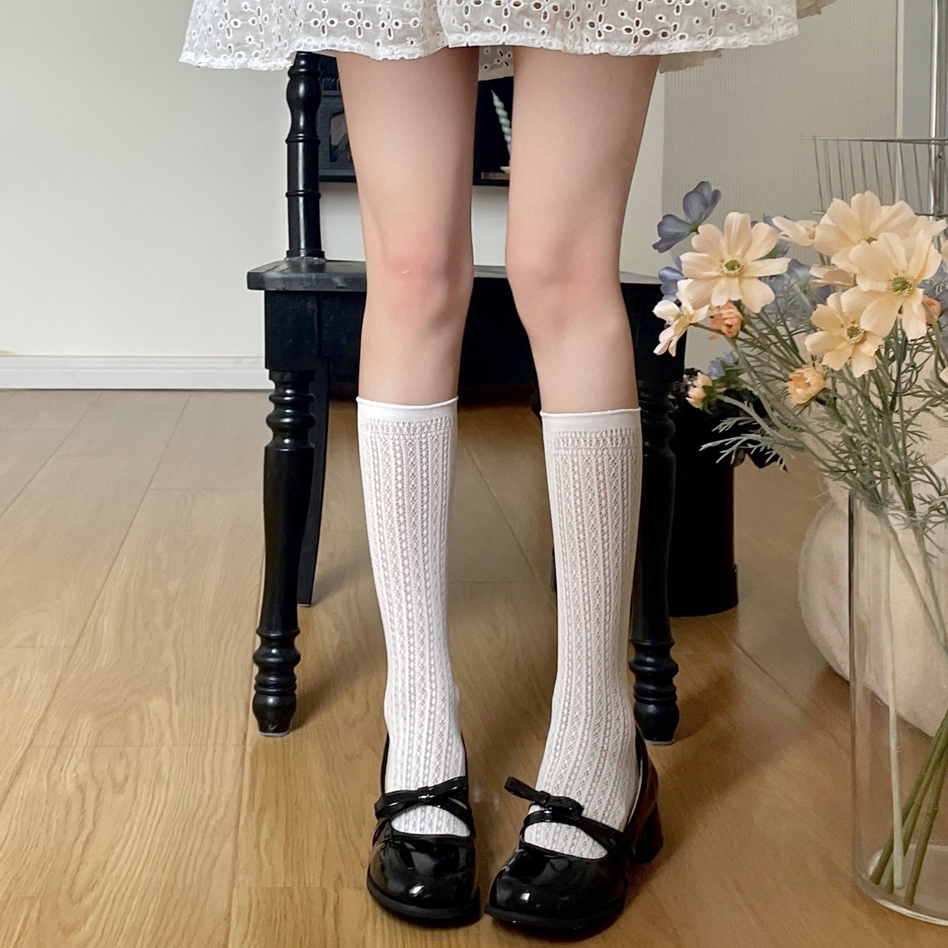 夏季百搭jk芭蕾袜子女搭复古花边镂空小腿网袜中筒袜薄款堆堆袜,女士内衣/男士内衣/家居服,中筒袜,淘宝优惠券,粉丝福利购,淘宝优惠卷