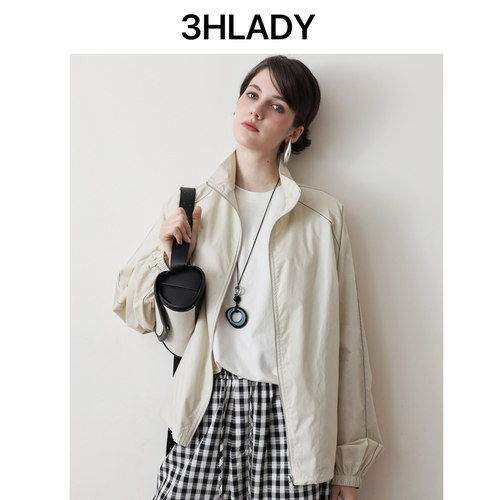 3HLADY松弛盐系进口高密棉料三防工艺计宽松落肩袖轻薄外套夹克