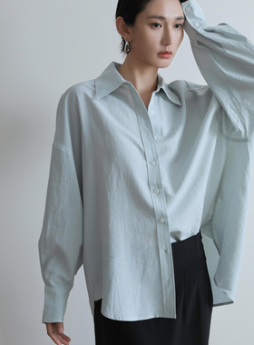 3HLADY | 胶囊系列 | 不可或缺 进口天丝皱宽松落肩袖OS白衬衣