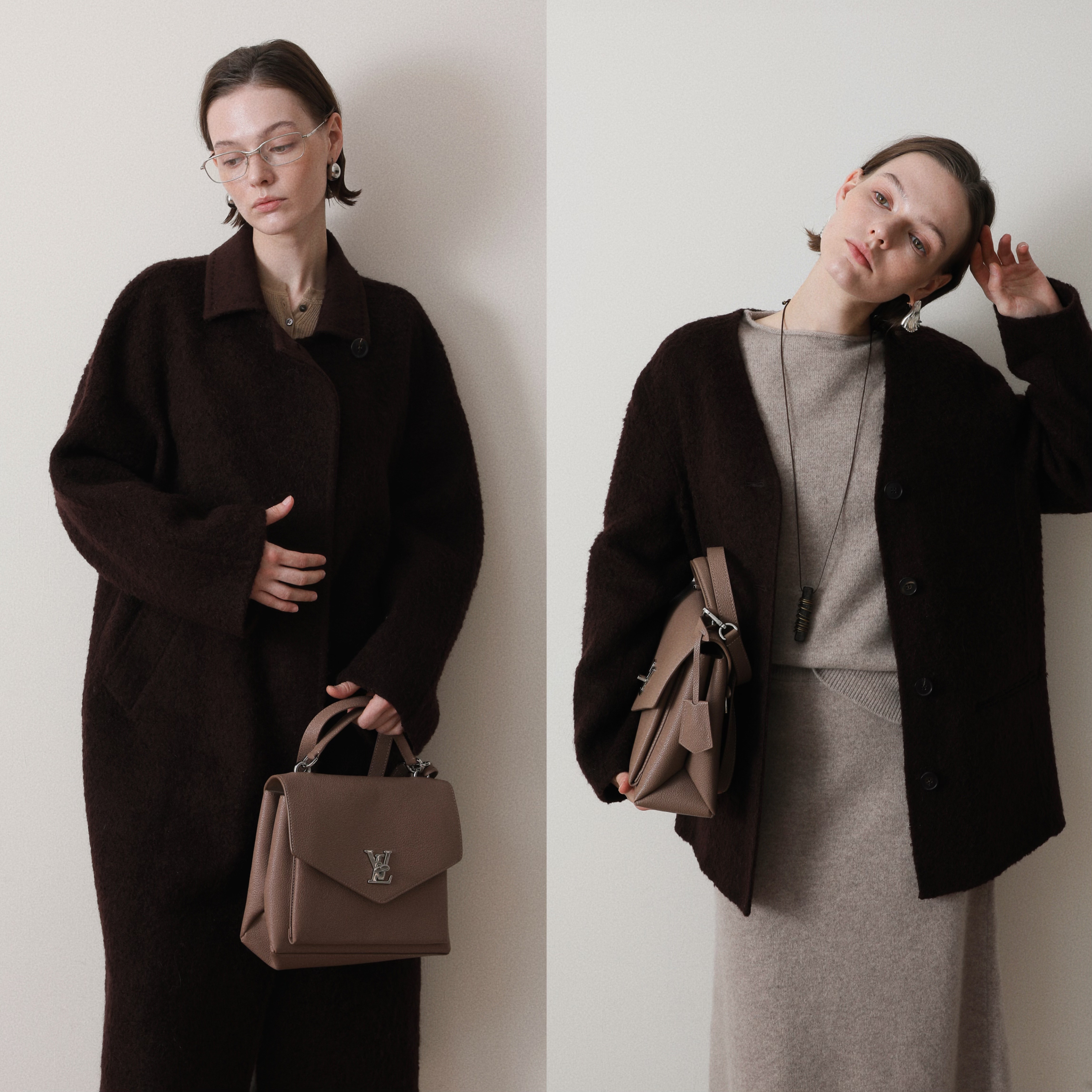 3HLADY 复古暗夜紫色 苏力圈绒 羊驼毛小香风外套｜翻领大衣