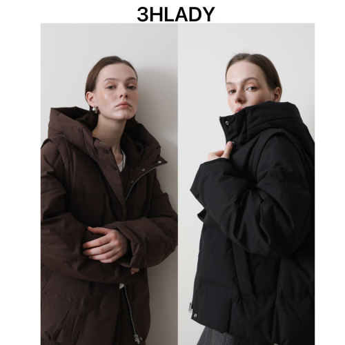 3HLADY| 90安心白鸭绒 日本一体压胶工艺 连帽羽绒服