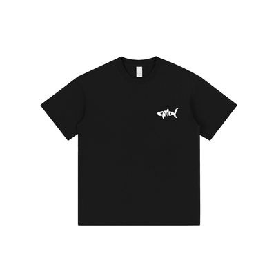 美式潮流短袖T恤黑色宽松情侣款