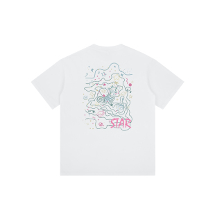 情侣衫 2025春夏抽象手绘印花圆领短袖 T恤纯棉男女ins博主同款