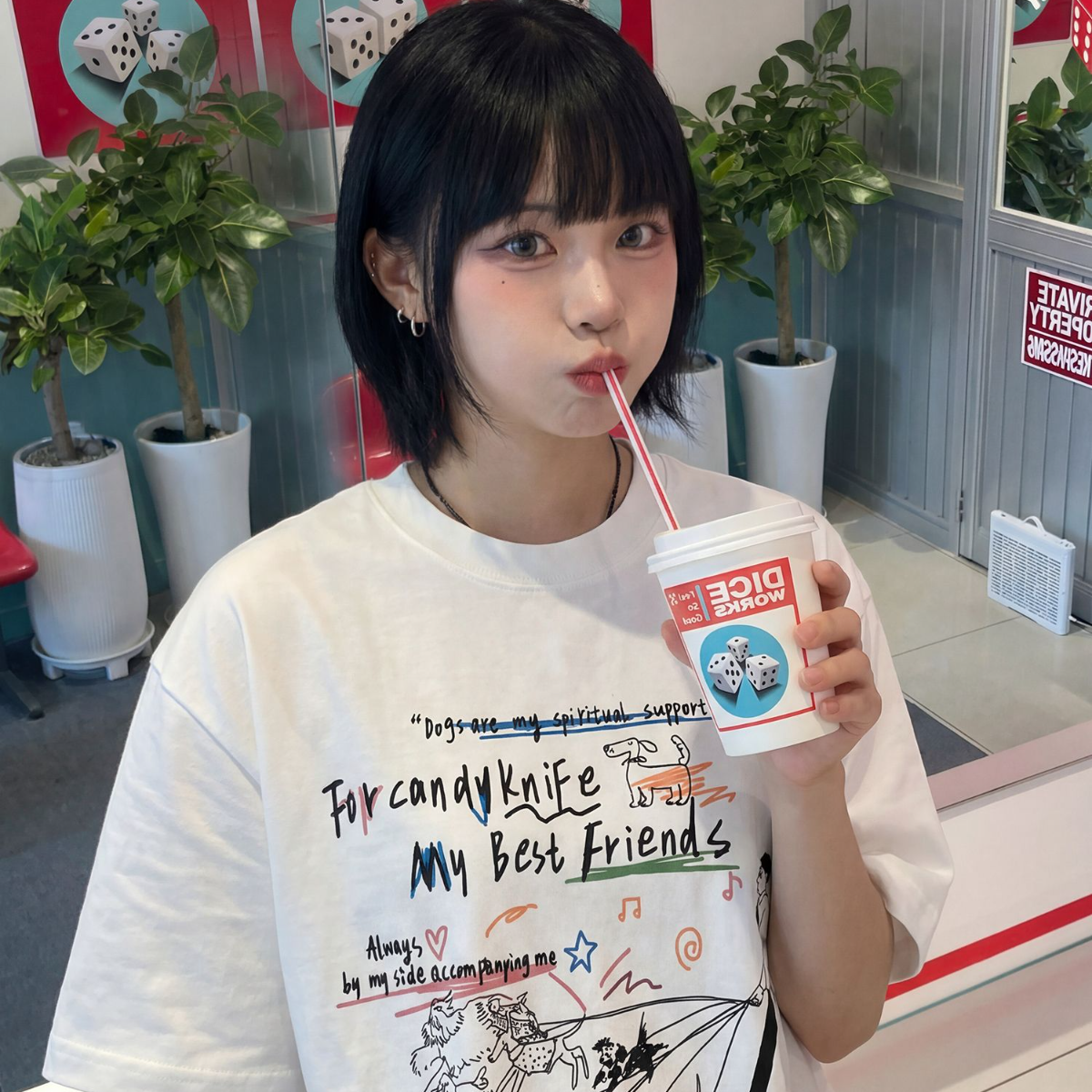 2026美式趣味遛狗印花短袖T恤男女夏季宽松休闲圆领纯棉潮牌体恤,女装/女士精品,T恤,淘宝优惠券,粉丝福利购,淘宝优惠卷