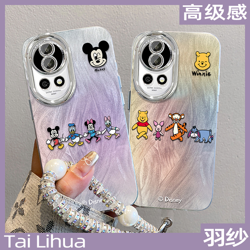 闪粉镜头羽纱纹华为手机壳卡通