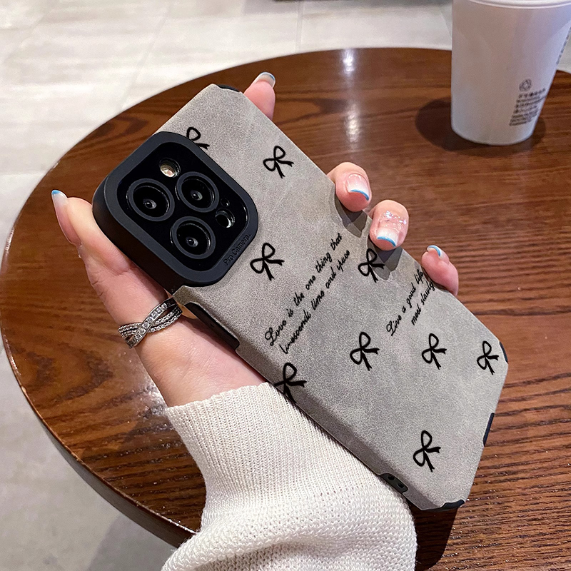 翻毛皮苹果手机壳简约
