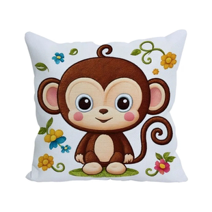 十二生肖可爱猴子十字绣抱枕新款卧室线绣靠枕套新手简单自己刺绣