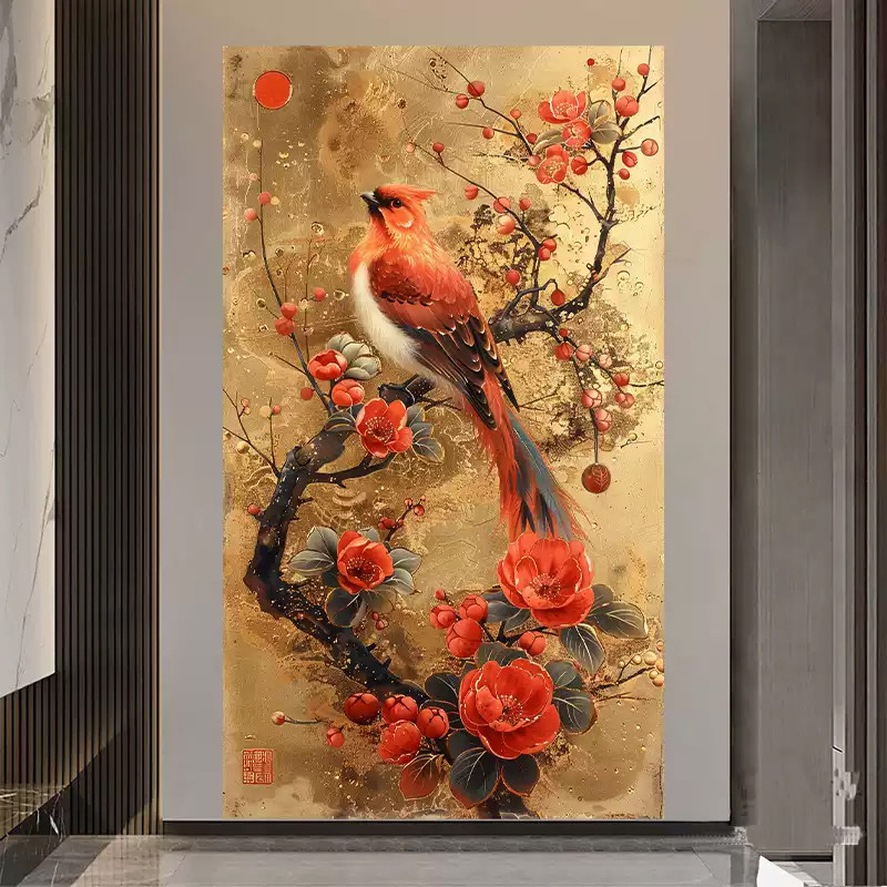 喜上眉梢玄关十字绣2025新款现代花鸟图手工线绣走廊喜鹊自己绣竖,居家布艺,十字绣套件,淘宝优惠券,粉丝福利购,淘宝优惠卷