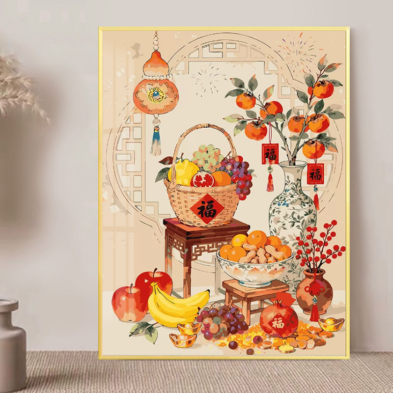 新年福禄2026新款十字绣简单线绣中式diy钻石画满钻贴砖手工刺绣,居家布艺,十字绣套件,淘宝优惠券,粉丝福利购,淘宝优惠卷