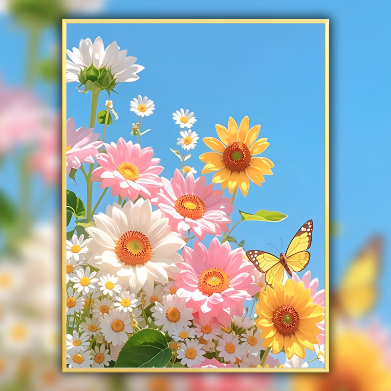 花卉系列十字绣钻石画手工5diy装饰小件卧室刺绣简单点贴钻画鲜花