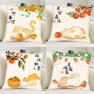 心想事成抱枕十字绣打发时间线绣简单新手满绣卧室床头猫咪靠枕套