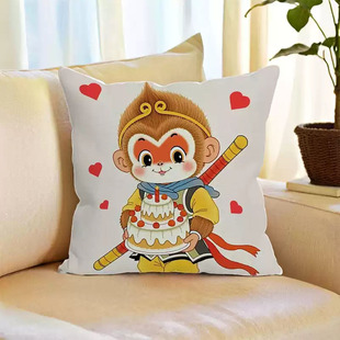 十二生肖卡通猴子十字绣抱枕新款手工线绣材料包孙悟空枕套自己秀