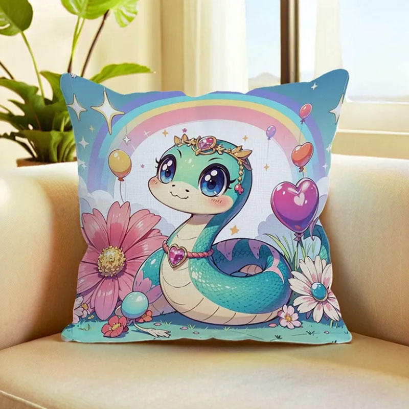 生肖蛇十字绣抱枕自己绣新款手工线绣精准印花可爱蛇宝宝刺绣靠枕