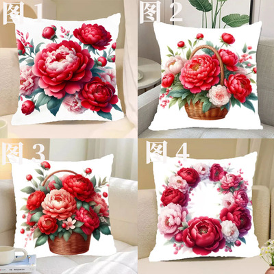2026新款十字绣抱枕牡丹花客厅靠垫枕头套手工刺绣花卉花篮初学者
