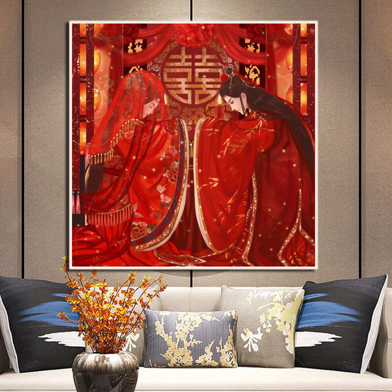 结婚钻石画满钻新款客厅卧室婚礼系列古风拜堂手工点贴砖石十字绣