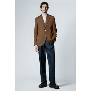 lp男装春夏新款商务休闲西服亚麻半内里老钱风单西西装上衣