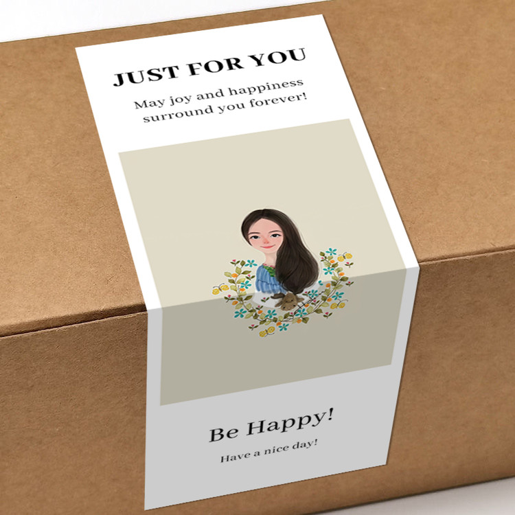 gytz610快乐微笑高级感森系唯美小清晰插画通用不干胶贴纸封口贴