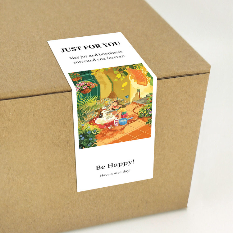 gytz789快乐微笑高级感森系唯美小清晰插画通用不干胶贴纸封口贴