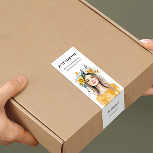 gytz656快乐微笑高级感森系唯美小清晰插画通用不干胶贴纸封口贴