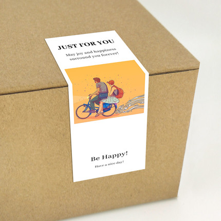 gytz1463爱情幸福高级感森系唯美小清晰插画通用不干胶贴纸封口贴