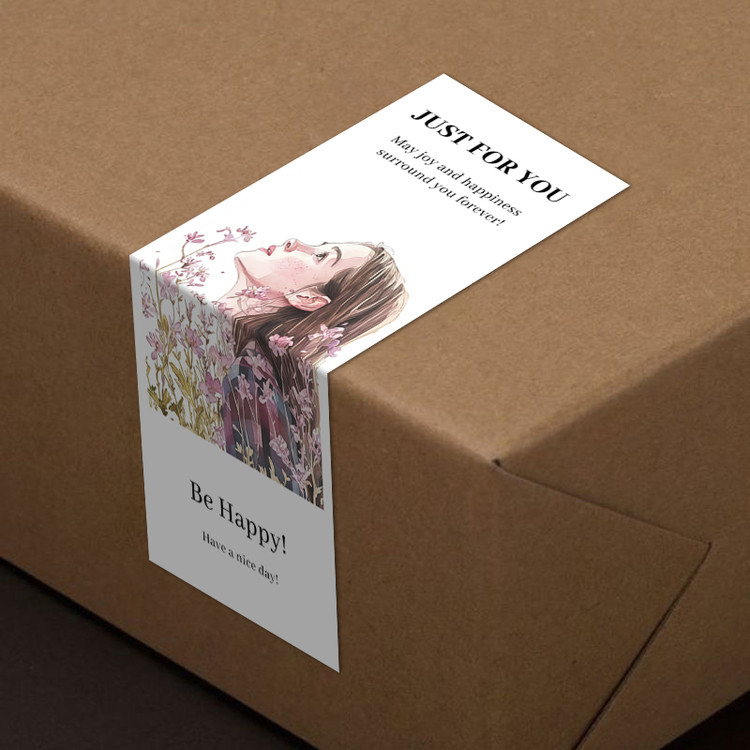 gytz575快乐微笑高级感森系唯美小清晰插画通用不干胶贴纸封口贴