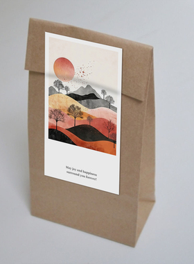 gytz7637旭日东升夕阳晚霞山水鎏金大海金色太阳不干胶贴纸封口贴