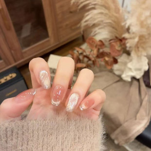 【极简主义】 纯手工高货穿戴高级菱格纹猫眼法式纯欲美甲春夏款