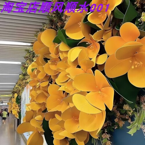 商场通道网红打卡桂花墙美陈装饰