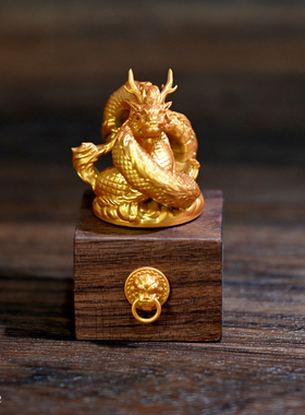 龙飞兔舞 摆件工艺品 家居办公饰品 树脂摆件金色盘龙LTCP-092/3D
