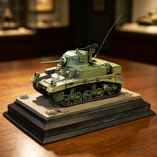 龙飞兔舞 地台长142MM 二战M3A1早期型坦克 成品摆件 LTCP-510+