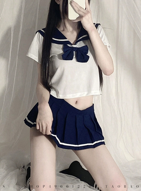 日系性感蝴蝶结COS学生装学院风JK超短睡裙校服甜美纯欲制服套装