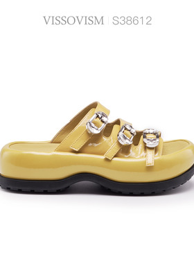 VISSOVISM 时尚厚底水钻防滑一字拖鞋 S38612