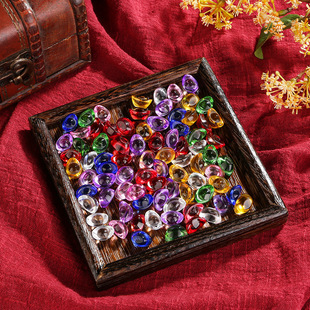 七彩琉璃水晶元宝1.4cm彩色进宝玻璃小元宝百福铜缸装饰家居饰品