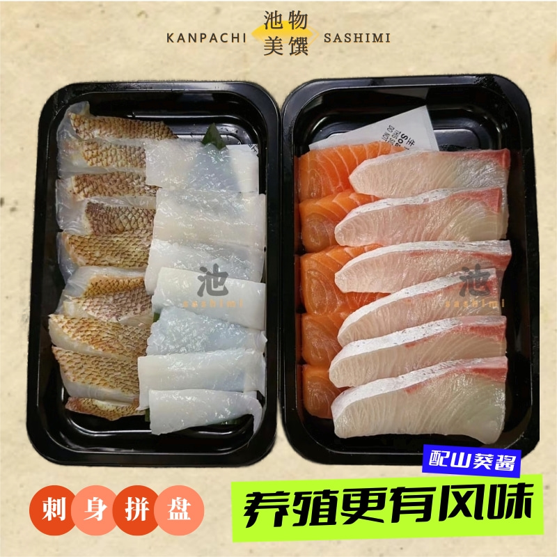 【四拼 刺身拼盘 章红金鲷法罗三文鱼】养殖刺身红甘鲷鱼冰鲜配送