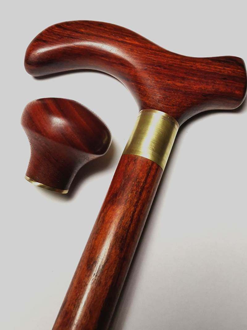 紫檀木手杖实木拐杖老人拐棍轻便防滑徒步圆头绅士文明棍登山杖