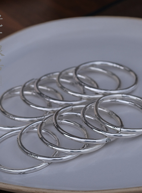 老寸银器小清新情侣足银定制银镯