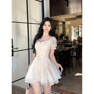 夏季新款高级感蓬蓬网纱公主短裙