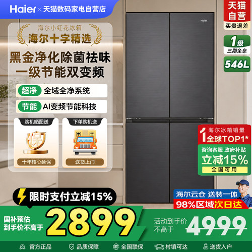 一级大容量546L新品海尔双开四门