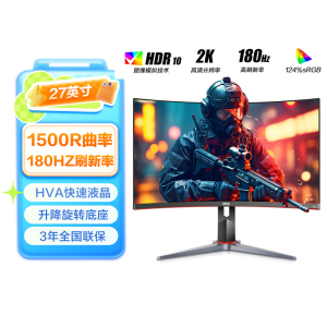 AOC 27英寸2K高清180Hz HDR10旋转升降曲面电竞电脑显示器CQ27G2X