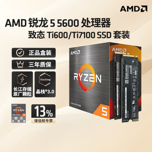AMD5600盒装CPU+致态500GSSD