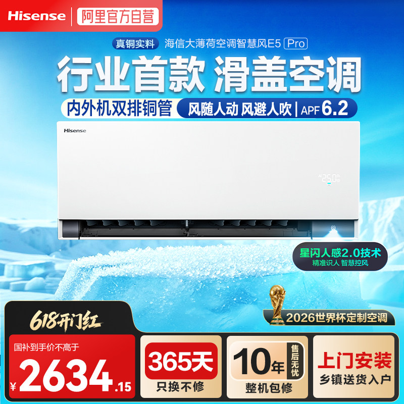 海信空调智慧风E5Pro大1.5匹挂机家用一级能效AI人感双排纯铜管