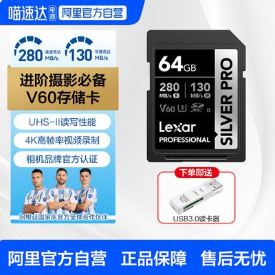 雷克沙SD卡V60数码相机内存卡4K拍摄 UHS-II高速单反相机储存卡
