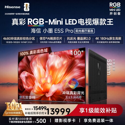 海信电视小墨100E5S ProRGB-MiniLED玲珑真彩墨晶屏E5QPRO升级122