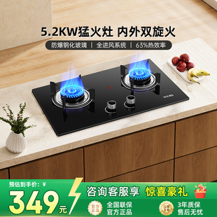 樱雪燃气灶Q2519液化气天然气灶具家用厨房大火力嵌入式双灶炉具