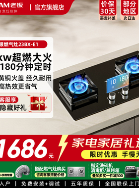 老板23BX-E1小尺寸大火力燃气煤气灶家用定时灶具天然气双灶台 34