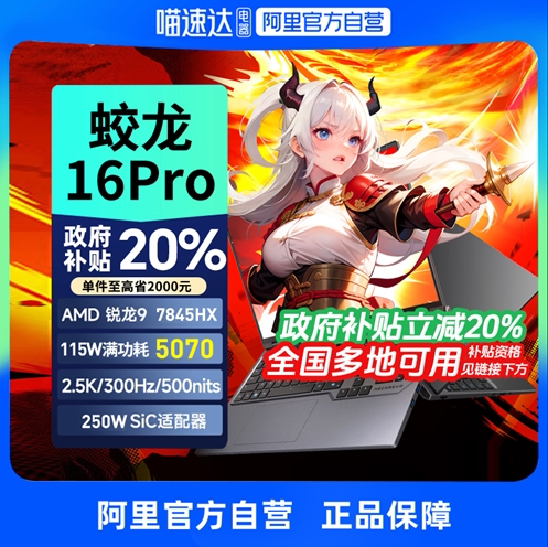 【政府补贴】机械革命蛟龙16Pro RTX5070/5060可选锐龙R9 电竞本300Hz 2025游戏笔记本电脑官方旗舰330