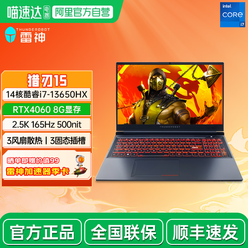 THUNDEROBOT雷神 猎刃15酷睿i7HX独显RTX4060学生设计编程游戏本15.6英寸高刷电竞笔记本电脑 196